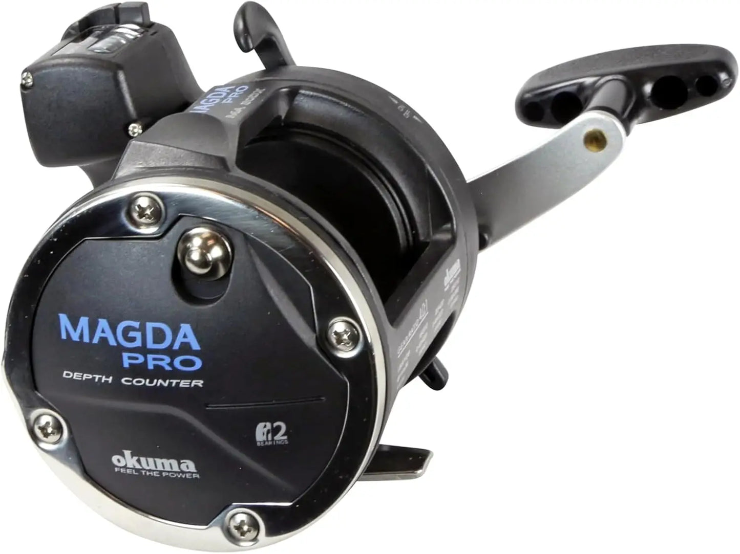 Compact Trolling Reel, Lightweight and Durable Black/Silver Design