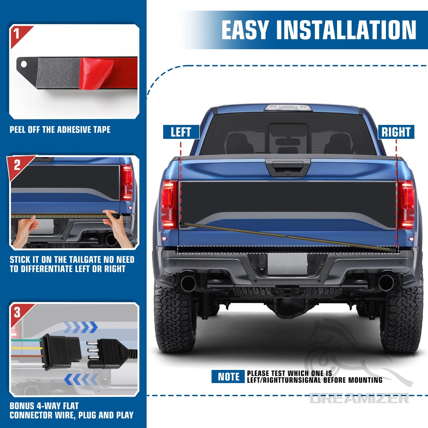 60" LED Tailgate Light Bar Brake Backup Running Strip Led Lights