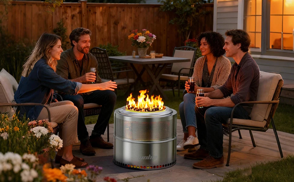 Stainless Steel Smokeless Fire Pit with Carry Bag,
