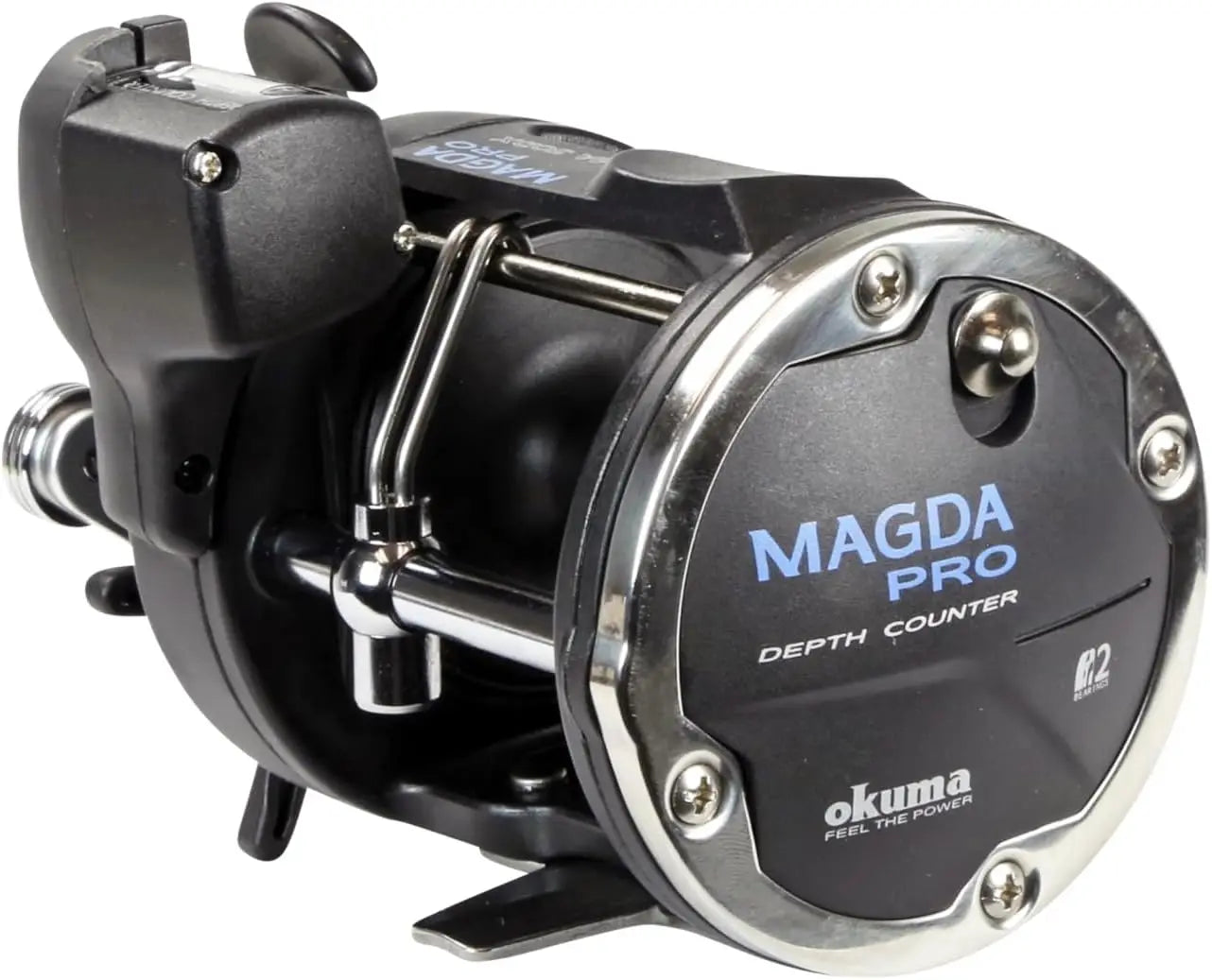 Compact Trolling Reel, Lightweight and Durable Black/Silver Design