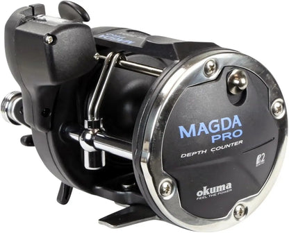 Compact Trolling Reel, Lightweight and Durable Black/Silver Design