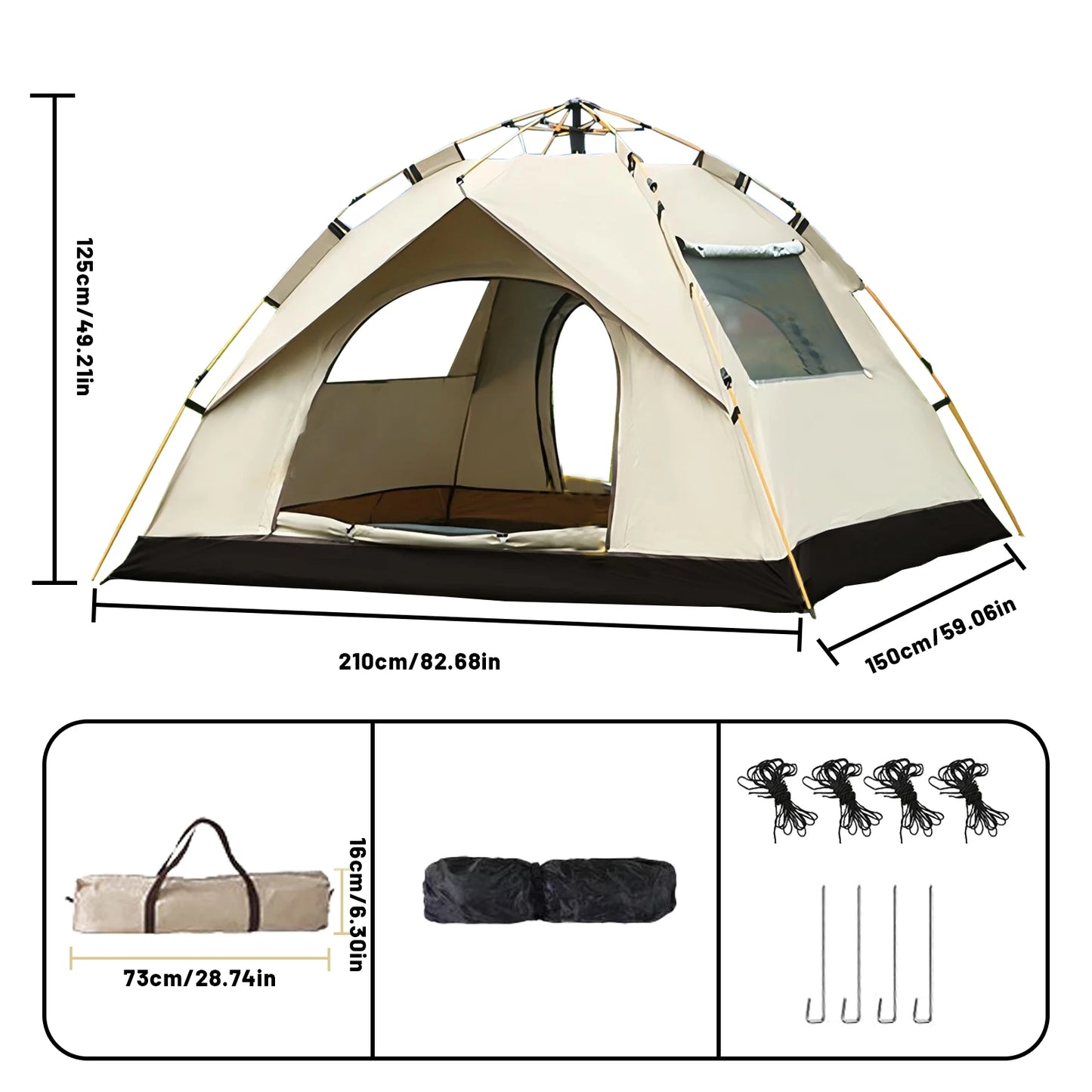 Golden Tent - Portable 3-4 Person Sun & Rain Shelter