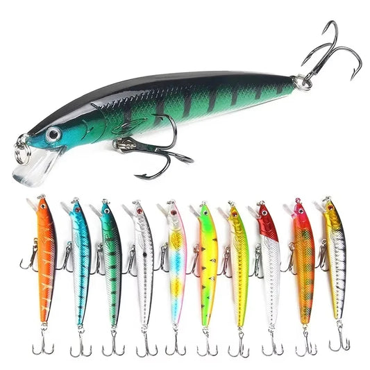 10pcs  Minnow Floating Wobbler Crankbait Fishing Tackle