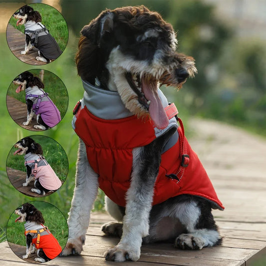 Winter Dog Harness Vest Waterproof Warm Pet Jacket