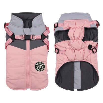 Winter Dog Harness Vest Waterproof Warm Pet Jacket