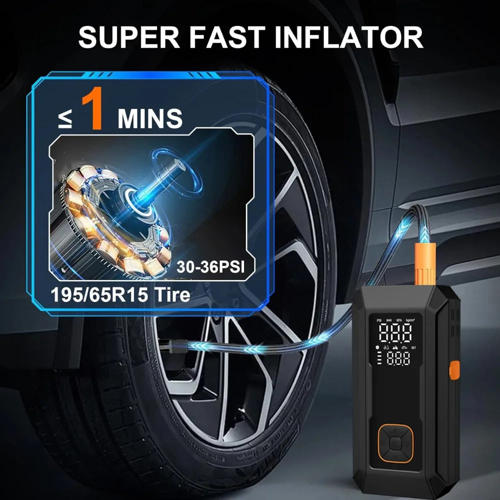 4000A Jump Starter Battery Booster 150Psi Tire Inflator LED Light