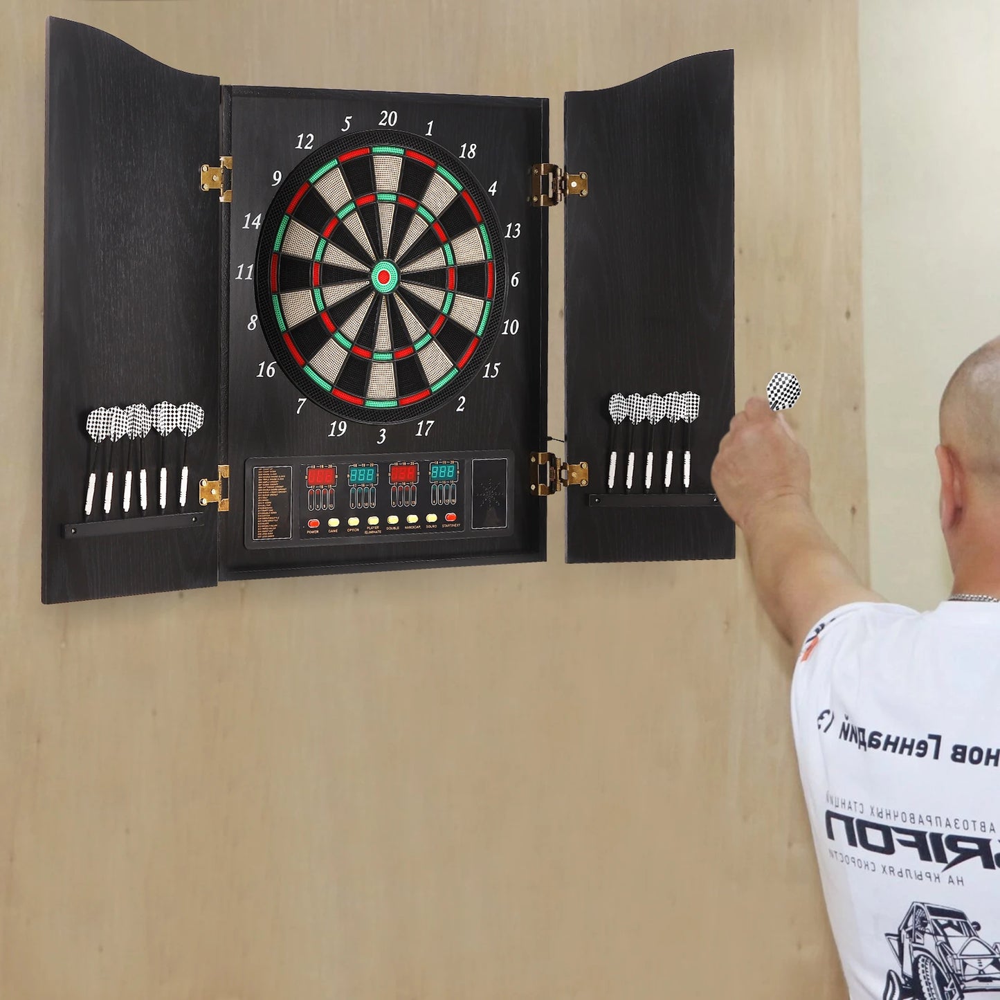 Electronic Dart Board with 4 LED Displays 12 Darts