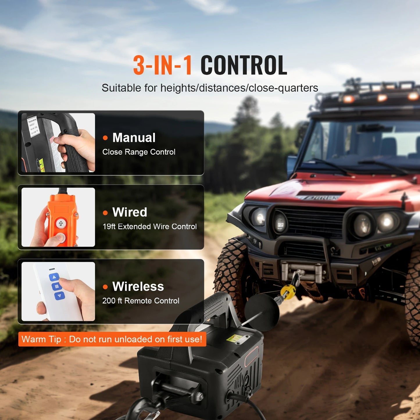 1100lbs Portable Power Winch Crane with Wireless Remote Control