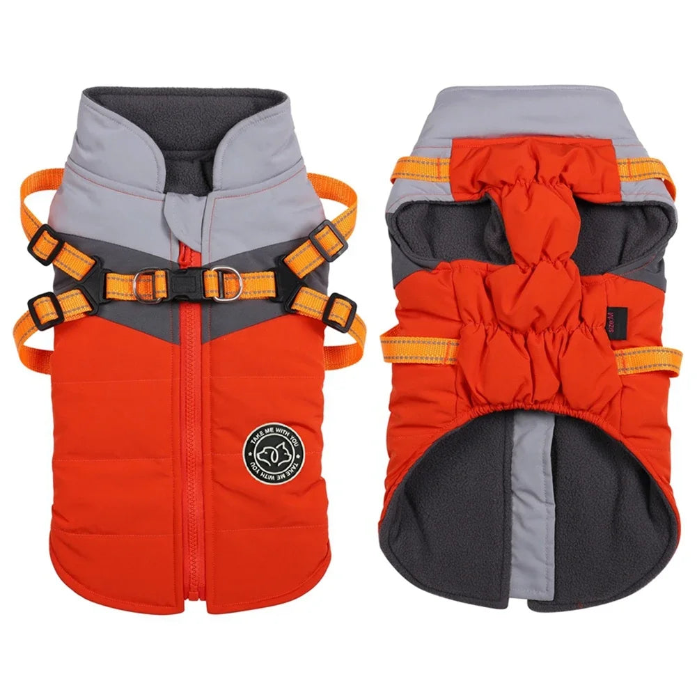 Winter Dog Harness Vest Waterproof Warm Pet Jacket