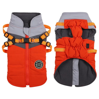 Winter Dog Harness Vest Waterproof Warm Pet Jacket