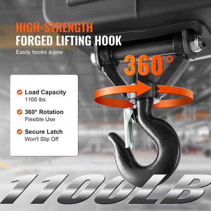 1100lbs Portable Power Winch Crane with Wireless Remote Control