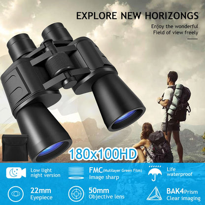 180x100 Zoom Binoculars Day Night Vision Long Range Waterproof
