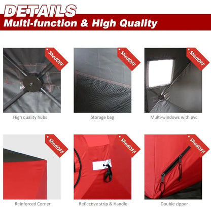 Insulated Ice fishing Shelter Wide Bottom pop-up Ice Tent,
