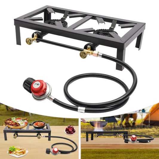 Portable Double Burner Outdoor Gas Stove Propane Cooker
