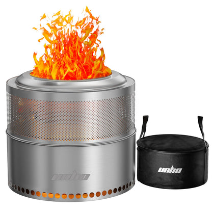 Stainless Steel Smokeless Fire Pit with Carry Bag,