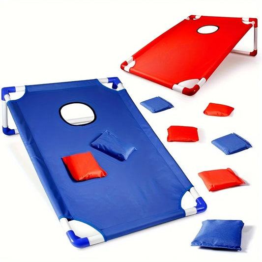 A Set of Red/Blue Portable Cornhole Game Set, Foldable and Durable,