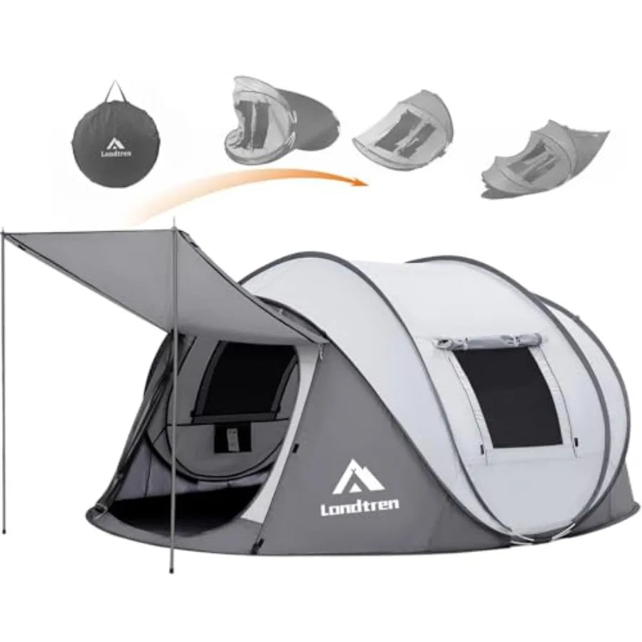 4 Person Easy Pop Up Tent 2 Doors-Instant Family Tents