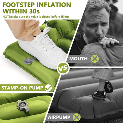 Inflatable Air Mattress Ultralight Camping Mat with Pillow Built-in