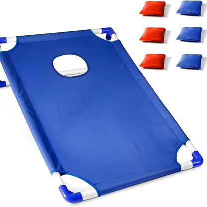 A Set of Red/Blue Portable Cornhole Game Set, Foldable and Durable,