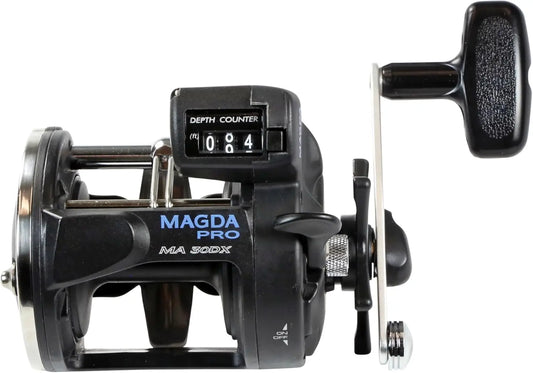 Compact Trolling Reel, Lightweight and Durable Black/Silver Design