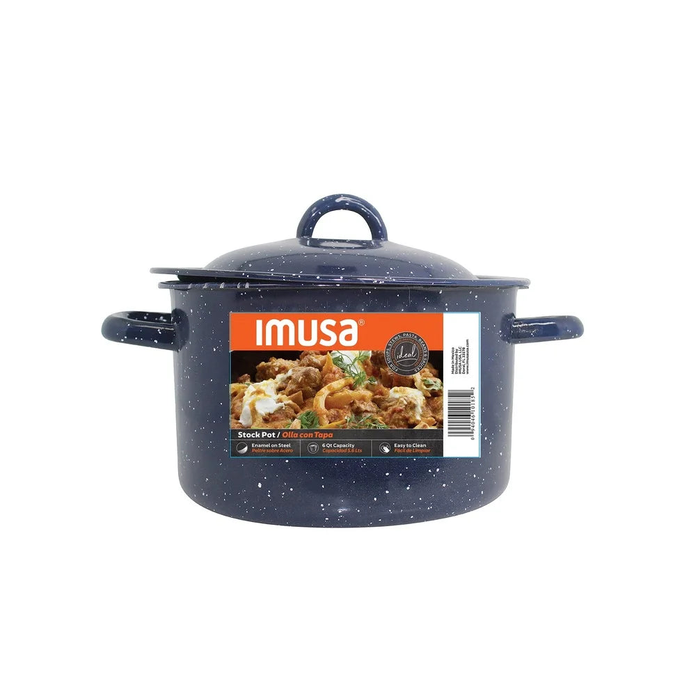 Enamel Stock Pot with Double Handles Oven Safe Stock Pot