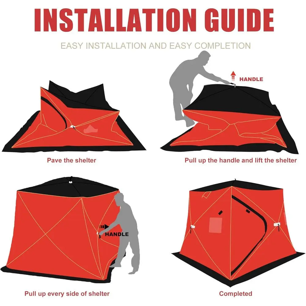 Insulated Ice fishing Shelter Wide Bottom pop-up Ice Tent,