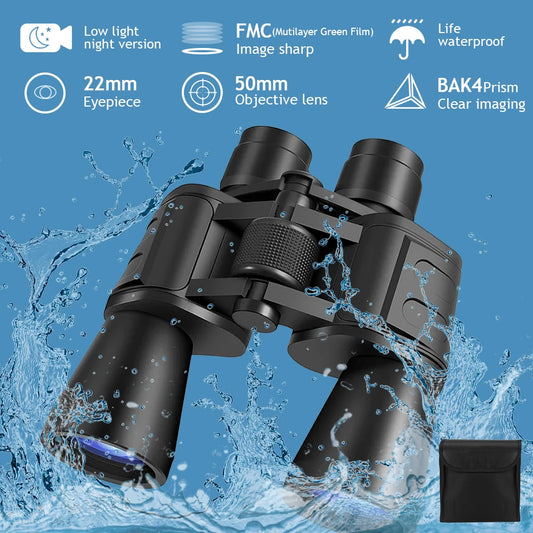 180x100 Zoom Binoculars Day Night Vision Long Range Waterproof
