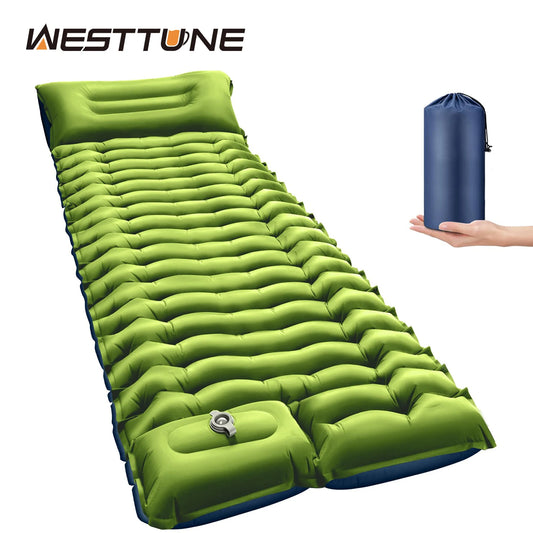 Inflatable Air Mattress Ultralight Camping Mat with Pillow Built-in