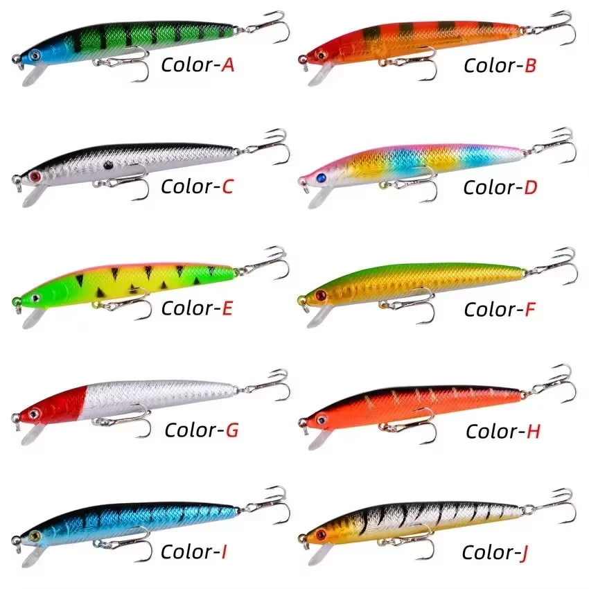 10pcs  Minnow Floating Wobbler Crankbait Fishing Tackle