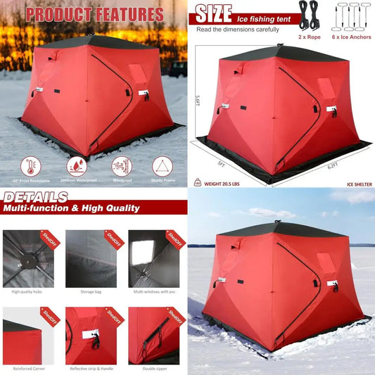 Insulated Ice fishing Shelter Wide Bottom pop-up Ice Tent,