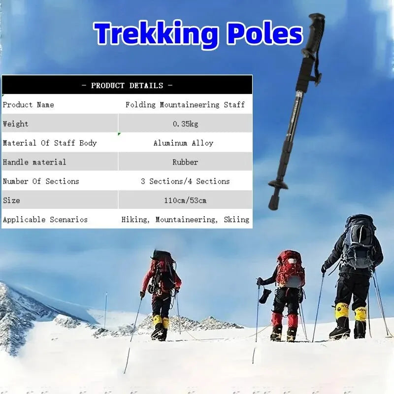 Foldable Ultralight Hiking Pole  For Outdoor Camping, Mountaineering, Backpacking And Trip
