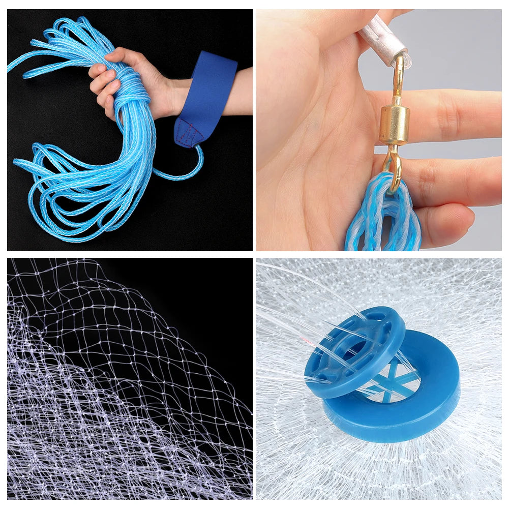 4Ft-8FT Radius Throw Bait Net for Saltwater with Aluminum Sinker