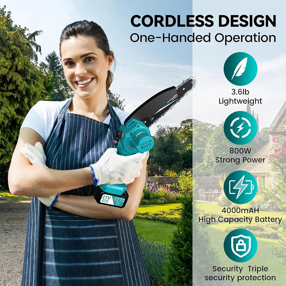 8'' Mini Chainsaw Rechargeable Handheld Makita 18V Battery