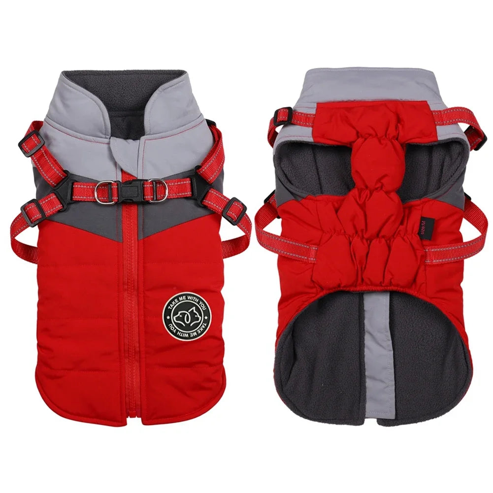 Winter Dog Harness Vest Waterproof Warm Pet Jacket