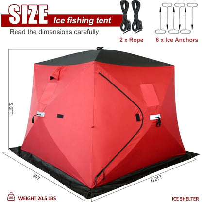 Insulated Ice fishing Shelter Wide Bottom pop-up Ice Tent,