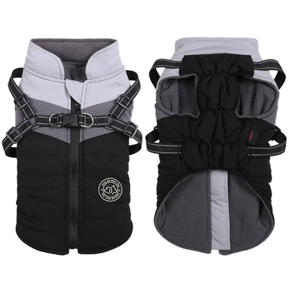 Winter Dog Harness Vest Waterproof Warm Pet Jacket