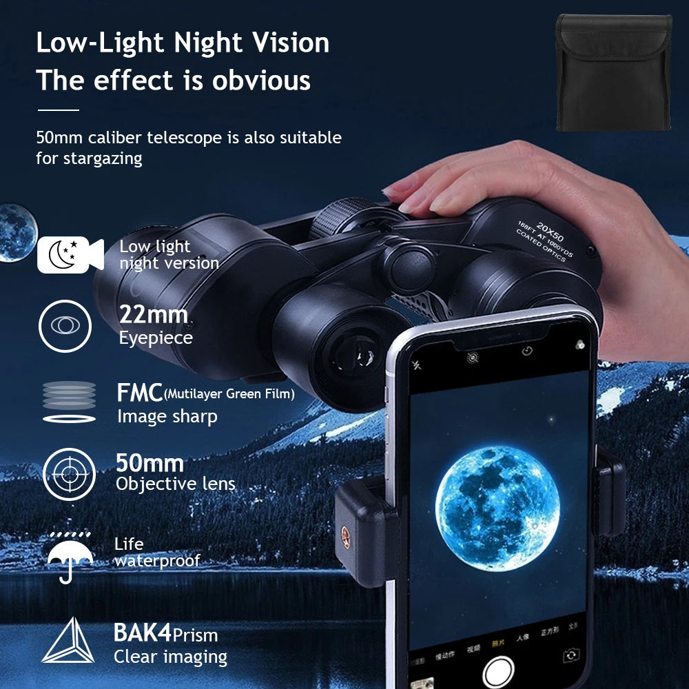 180x100 Zoom Binoculars Day Night Vision Long Range Waterproof