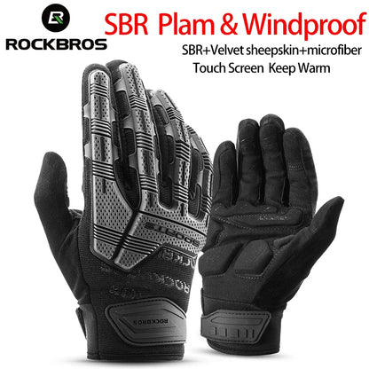 Windproof SBR Touch Screen Full Finger Shockproof Sport Gloves