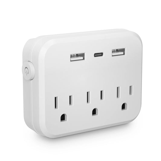 Surge protector Mini Multifunctional 3 power strip 2 USB ports 1 Type-C