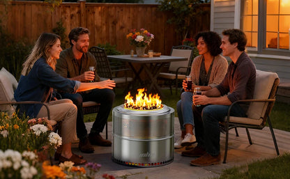 Stainless Steel Smokeless Fire Pit with Carry Bag,
